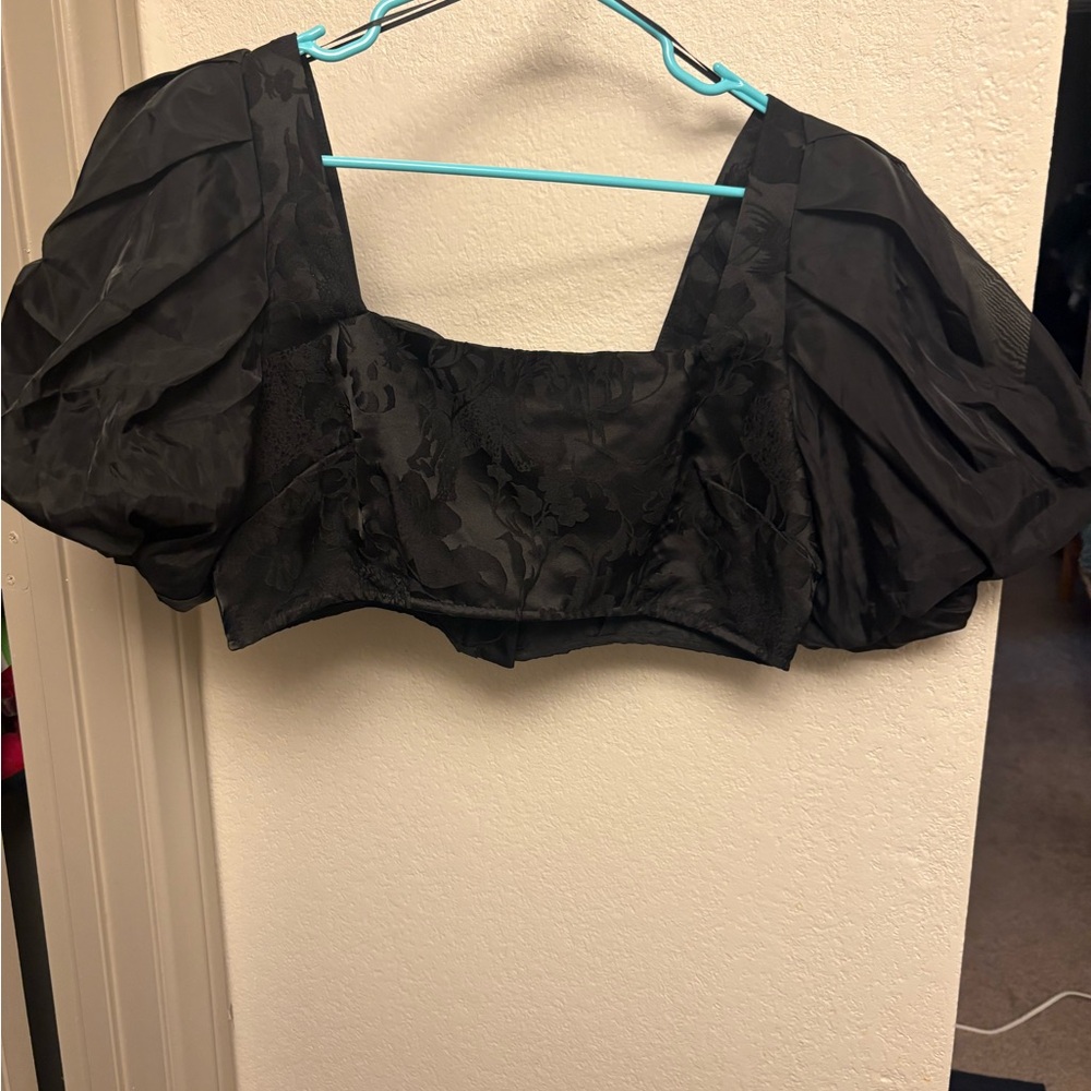 Future Collective Black Puff Sleeve Square Neck Top